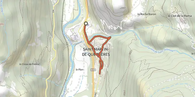The RANDOLAND : Saint-Martin-de-Queyrières track on the IGN map