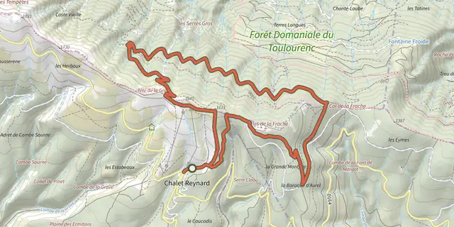 The Bedoin - Les crêtes du Mont-Ventoux track on the IGN map