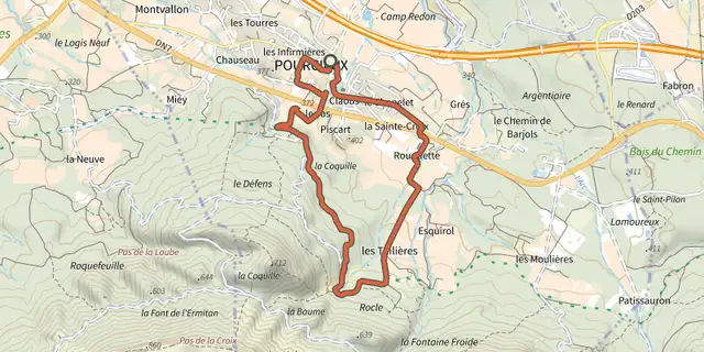 The Pourcieux - Les anciennes carrières de marbre track on the IGN map