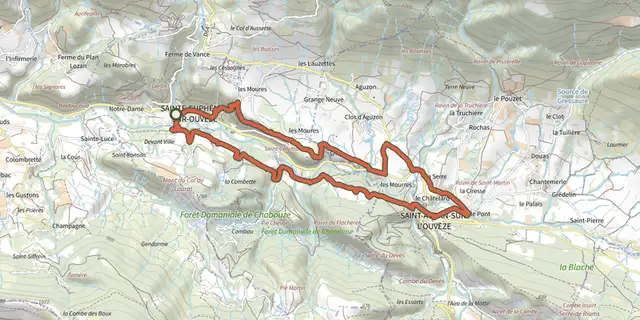 Tracé de Les petites gorges de l'Ouvèze sur le Plan IGN