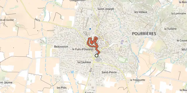 Tracé de Pourrières - À la découverte du vieux village sur la carte OpenTopoMap