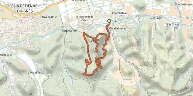 The Saint Etienne du Gres - Notre-Dame du Château track on the IGN map