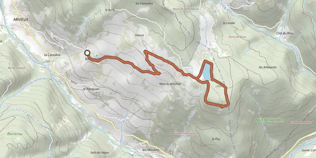 The Arvieux - Belvédères du lac de Roue track on the IGN map