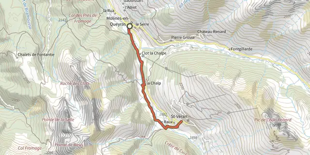 The Molines - Le long des Aigues track on the IGN map