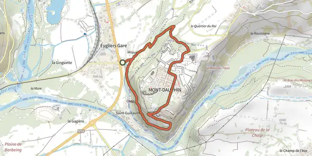 The Découverte de Mont-Dauphin track on the IGN map