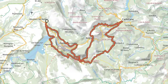 The Tour des Gorges du Verdon track on the IGN map