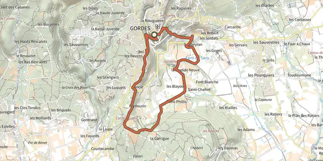 The Gordes - Le col de Gordes track on the IGN map