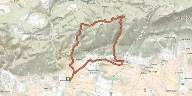 The Lourmarin - Combe des Cavaliers et Pelat de Buoux track on the IGN map