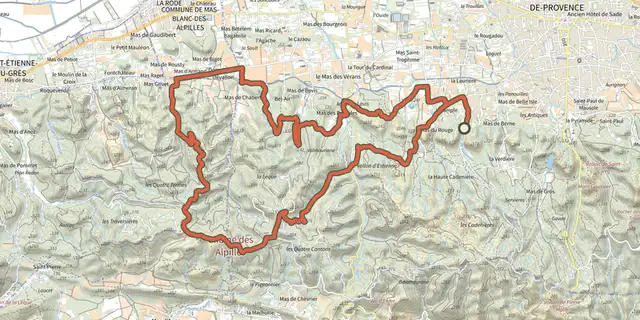 The Saint Remy de Provence - Valampe et les Cascades en VTT track on the IGN map
