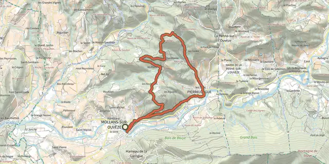 The Mollans-sur-Ouveze - Baume des Eyguiers track on the IGN map