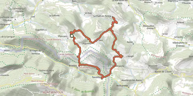 Tracé de Cols et villages perchés des Baronnies provençales sur le Plan IGN