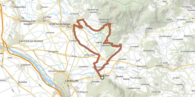 The Robion - Du Calavon au Pays des Sorgues à vélo track on the OpenTopoMap map