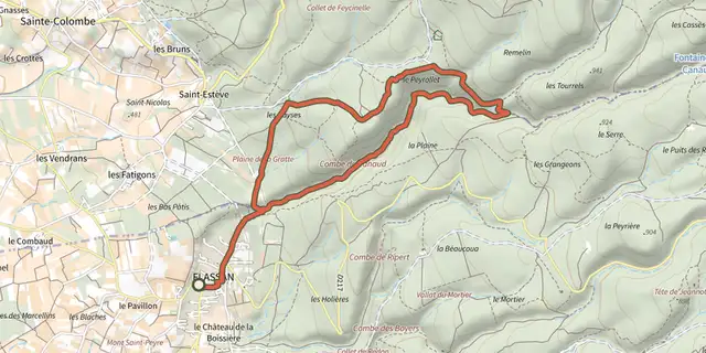 The Flassan - La combe de Canaud track on the IGN map