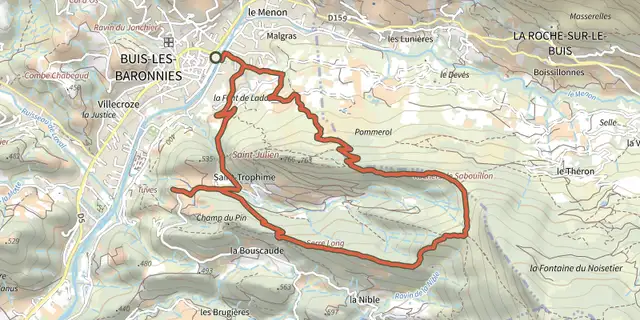 The Buis-les-Baronnies - Le Saint-Julien track on the IGN map