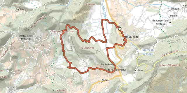 The Malaucene - Le tour des Abbayes à VTT track on the IGN map