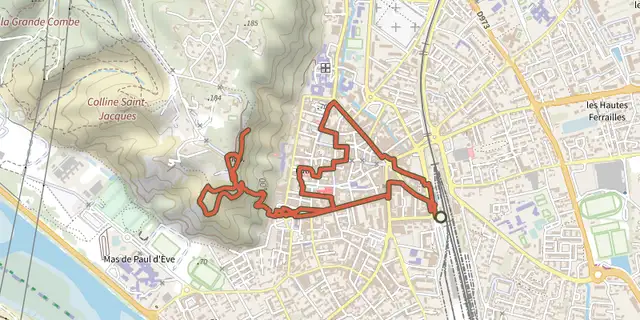 The Cavaillon - De la gare à la colline Saint-Jacques track on the IGN map