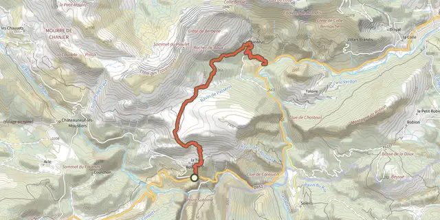 The Rougon - Rougon - Chasteuil + Autocar track on the IGN map