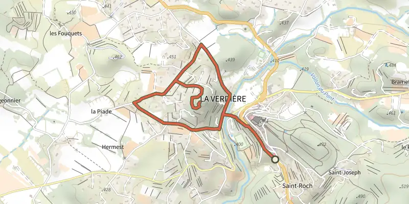 Map of the La Verdiere - Notre Dame de la Salette track on the IGN map, with the start and numbered waypoints