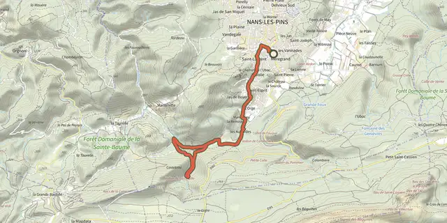 The Nans-les-Pins - Boucle des Sources de l'Huveaune track on the IGN map
