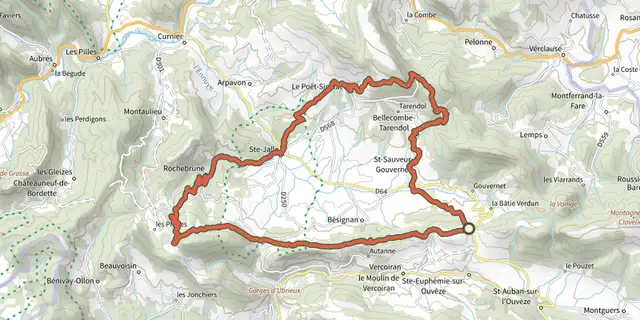 The Saint-Sauveur-Gouvernet - Tour de la vallée de l'Ennuyé track on the IGN map