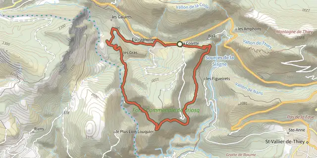 The Escragnolles - Plateau de Briasq track on the IGN map