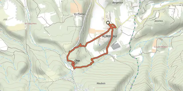 The Auribeau - Tour de Saint-Pierre track on the IGN map
