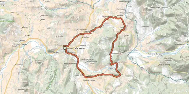 Tracé de Vaison-la-Romaine - Les villages Médiévaux à vélo sur le Plan IGN