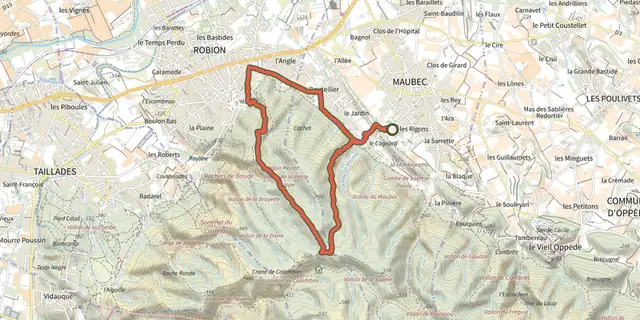 The Maubec - La draille des frères Nouguier track on the IGN map