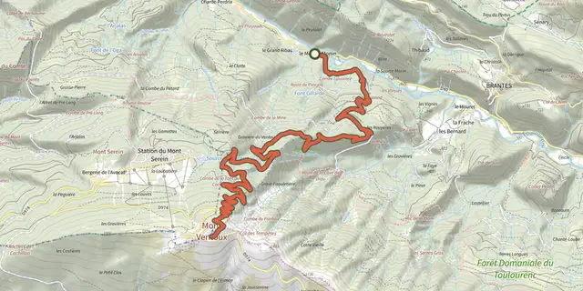 The Saint-Leger-du-Ventoux - Ascension du Ventoux Face Nord track on the IGN map