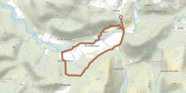 The Comps-sur-Artuby - Sentier des Prés de Laure track on the IGN map