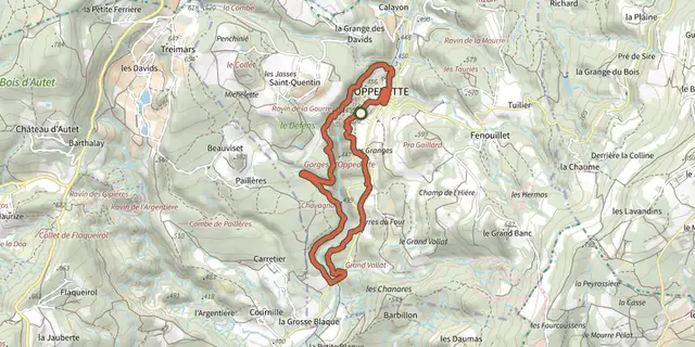 The Tour of the Gorges d'Oppedette track on the IGN map