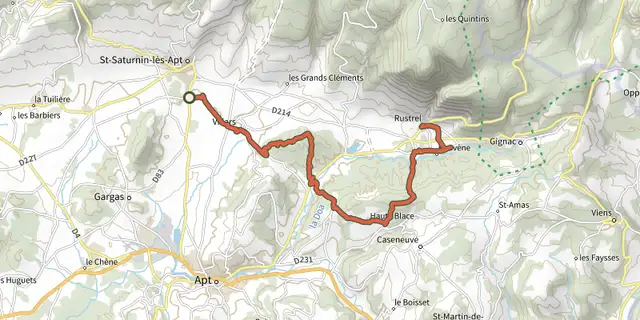 The Saint-Saturnin-lès-Apt - RUSTREL - Immersion ocreuse track on the IGN map