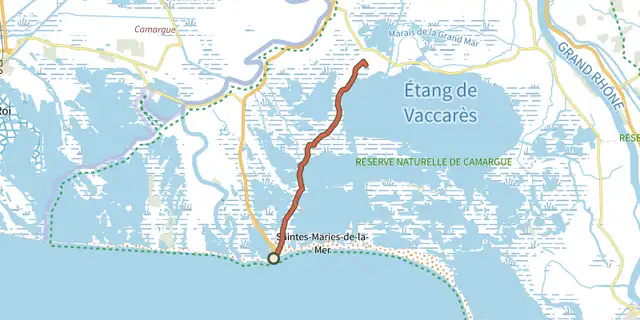 The The draille de Méjanes by mountain bike track on the IGN map