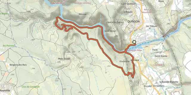 The The Garde-Canal trail track on the IGN map