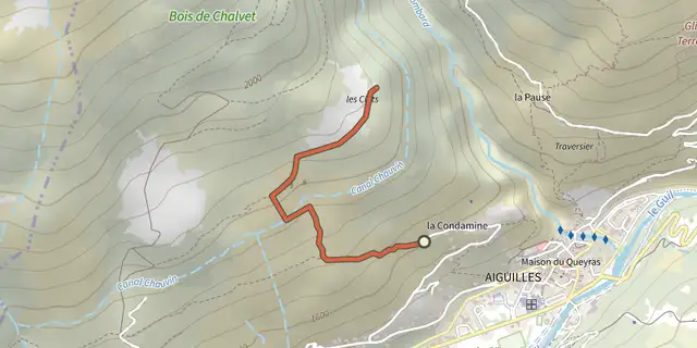 Tracé de Aiguilles - Sentier des Fourmis sur le Plan IGN