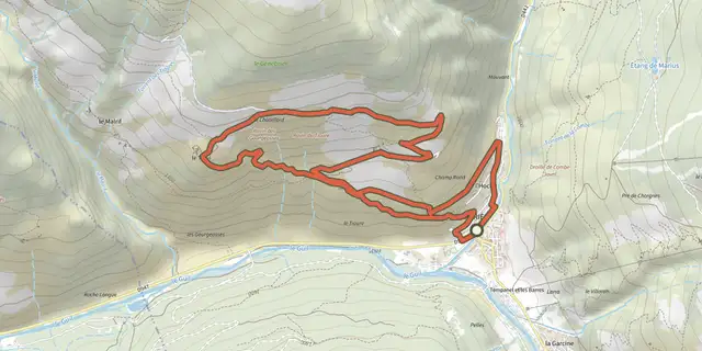 Tracé de Abriès - Le Tirail à VTT sur le Plan IGN