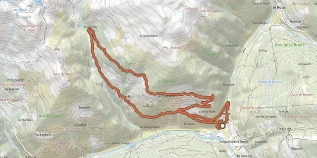 Tracé de Abriès - Les Bertins à VTT sur le Plan IGN