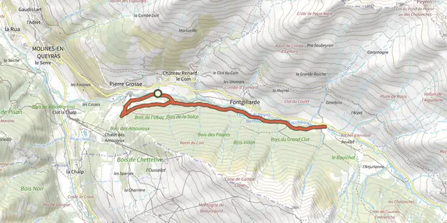 The The Ariane on mountain bike track on the IGN map