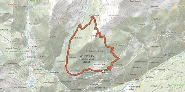 The Col de la Crèche track on the IGN map