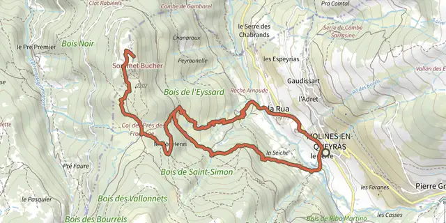 The Sommet Bucher track on the IGN map