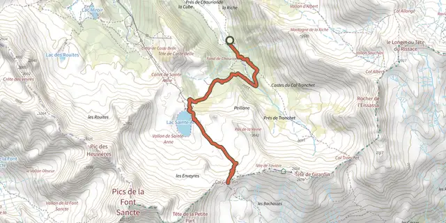 The Col Girardin track on the IGN map