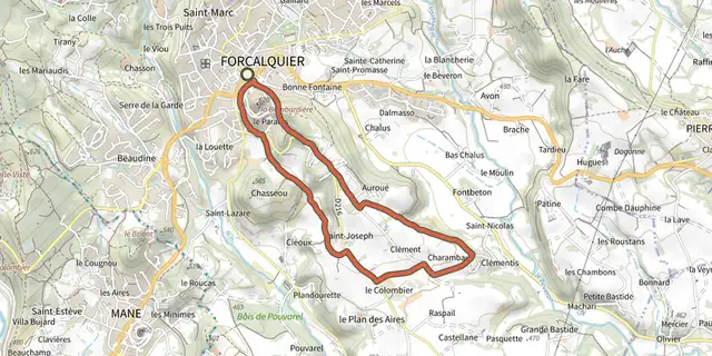 The Tour of the Plan des Aires on mountain bike track on the IGN map