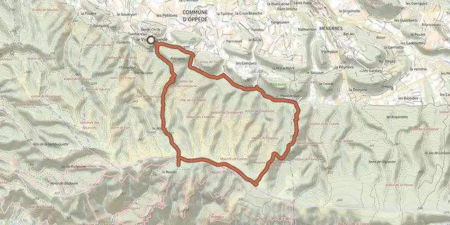 The Mourre de Cairas track on the OpenTopoMap map