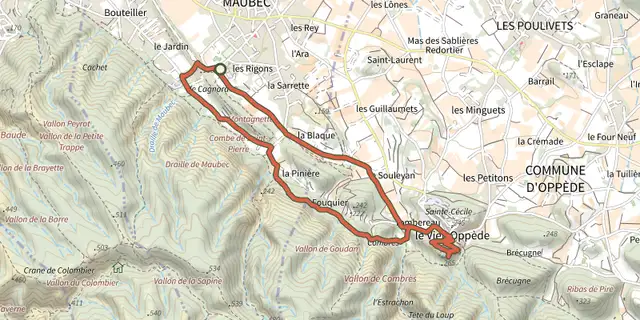 The Maubec - OPPEDE - Chemins traversiers track on the IGN map