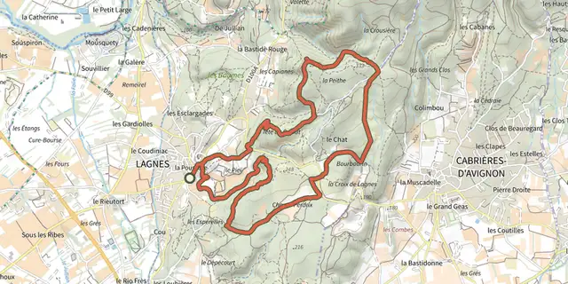 The Lagnes - Sur les sentiers de Lagnes track on the IGN map