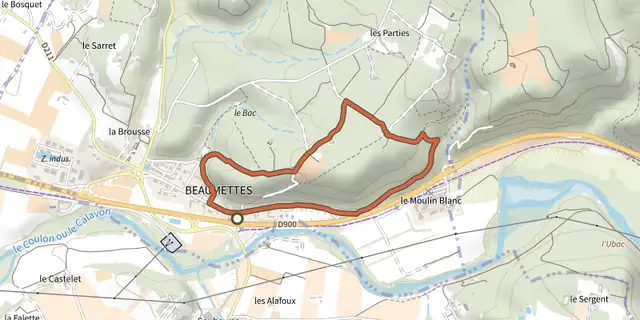 The Les Beaumettes - Sentier botanique track on the IGN map