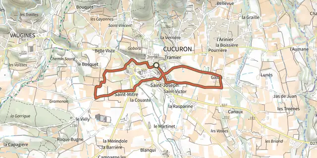 Tracé de Cucuron - Sentier vigneron sur le Plan IGN