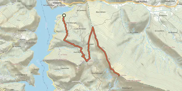 The The peak of Mount Crémon track on the IGN map