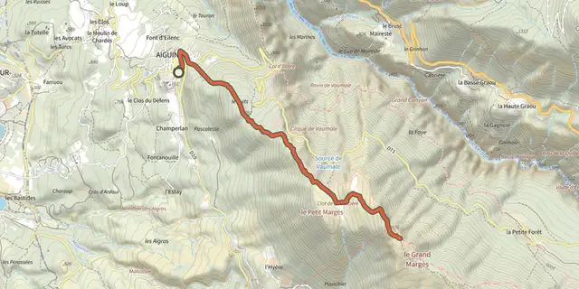 The The Grand Margès track on the OpenTopoMap map