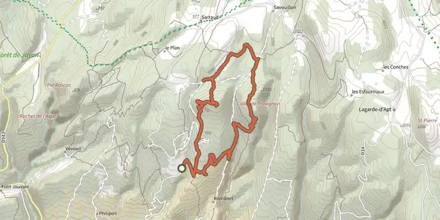 The The Aiguiers (cistern from rock) of St-Saturnin-lès-Apt track on the IGN map